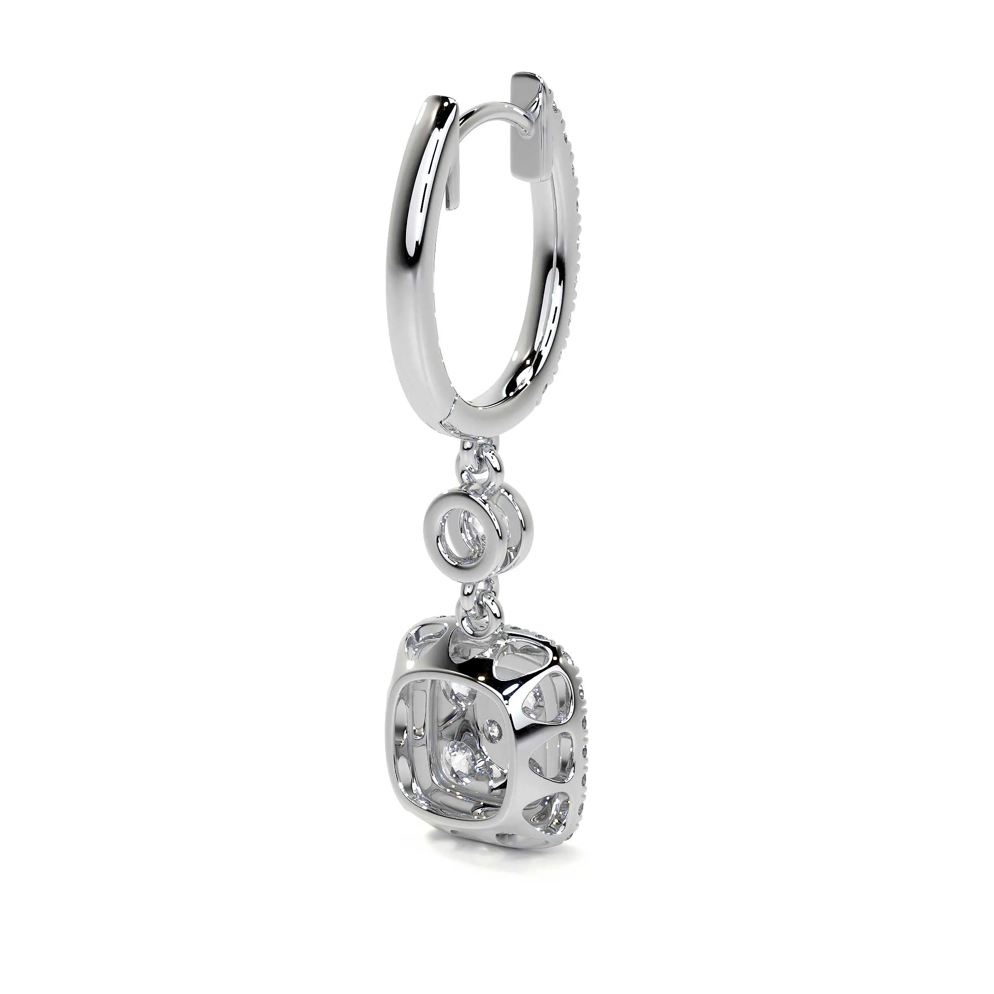 Square Dangling Diamond Earrings, 1.6 CT