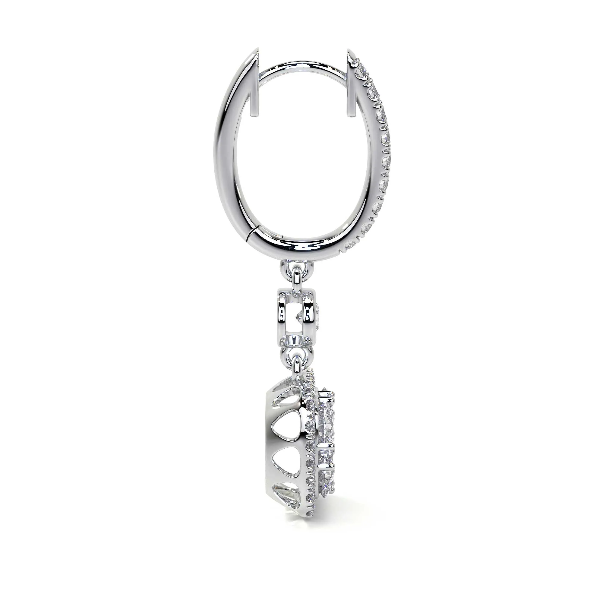 Square Dangling Diamond Earrings, 1.6 CT