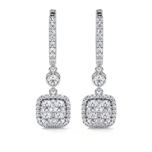 Square Dangling Diamond Earrings, 1.6 CT