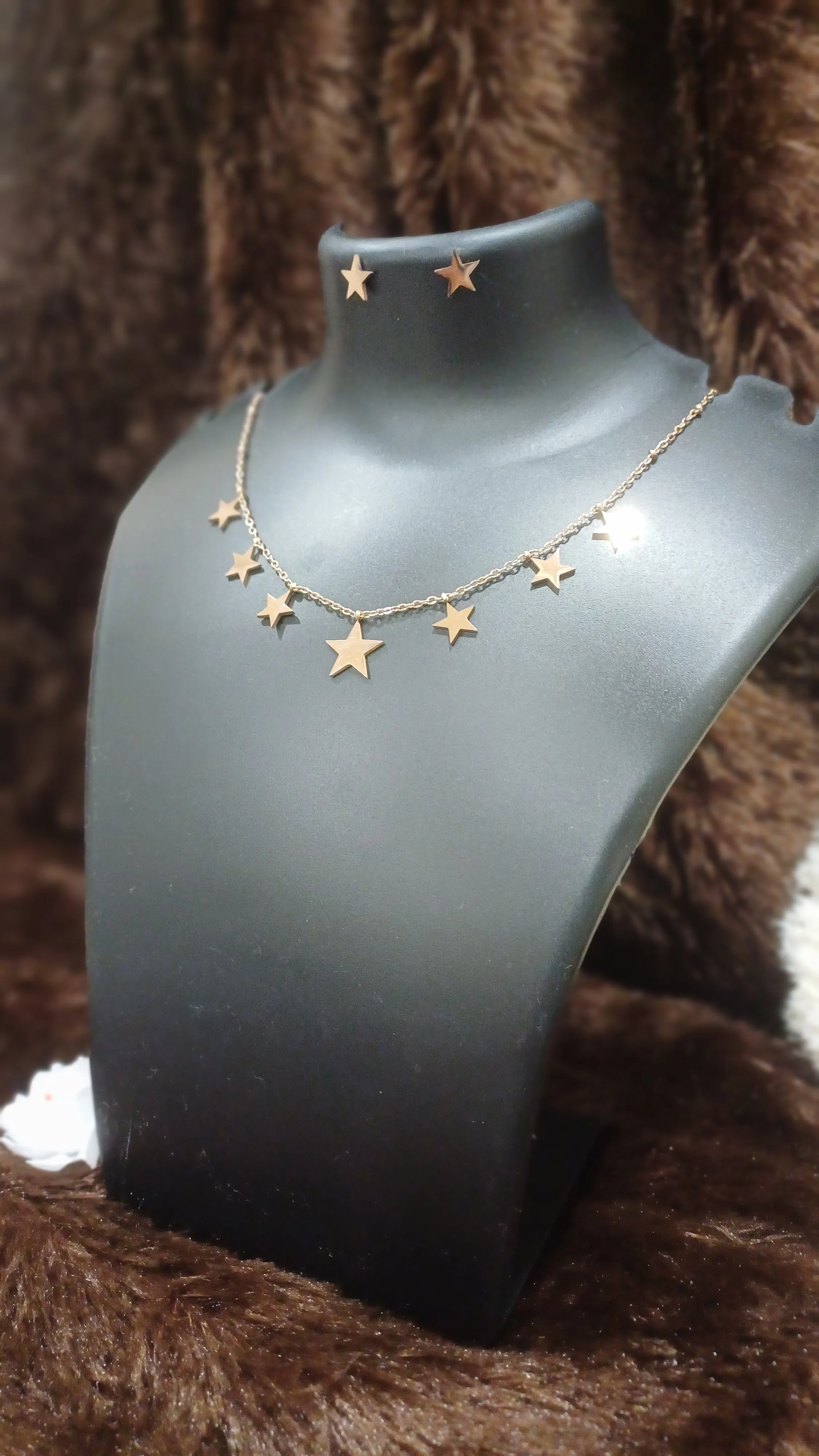 Star wars chain with solid hangings with matching earrings_ anti tarnish