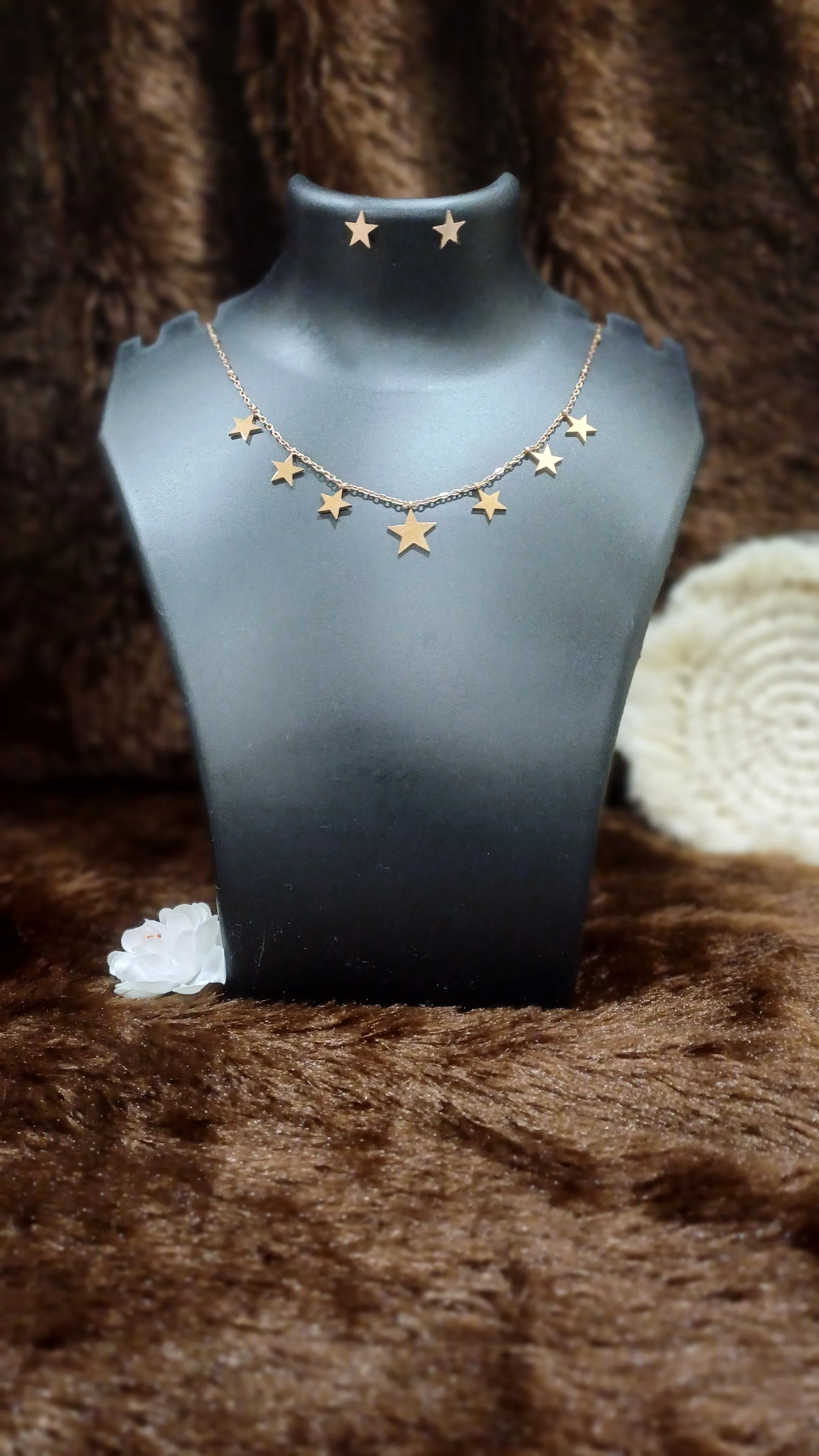 Star wars chain with solid hangings with matching earrings_ anti tarnish