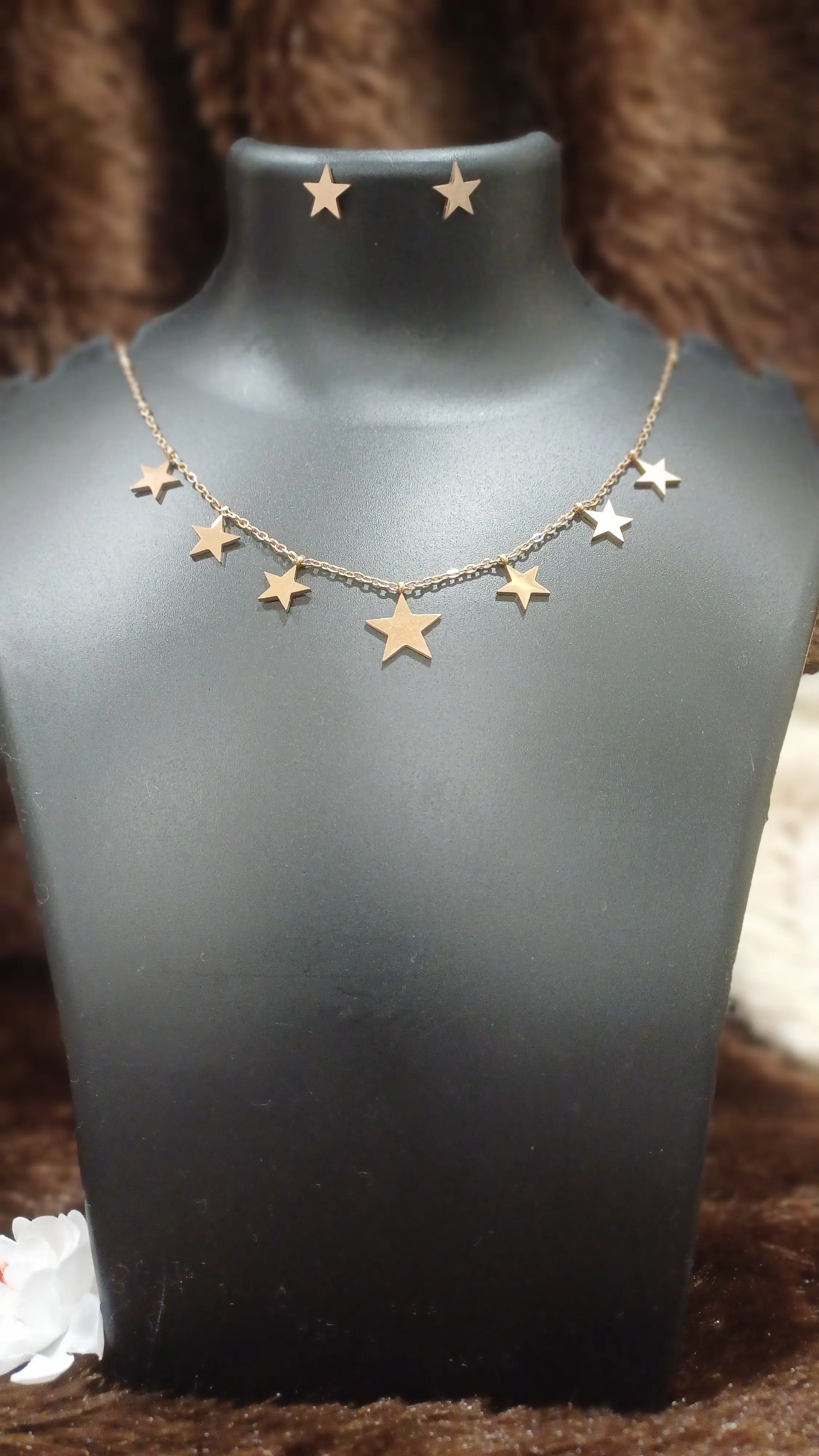 Star wars chain with solid hangings with matching earrings_ anti tarnish