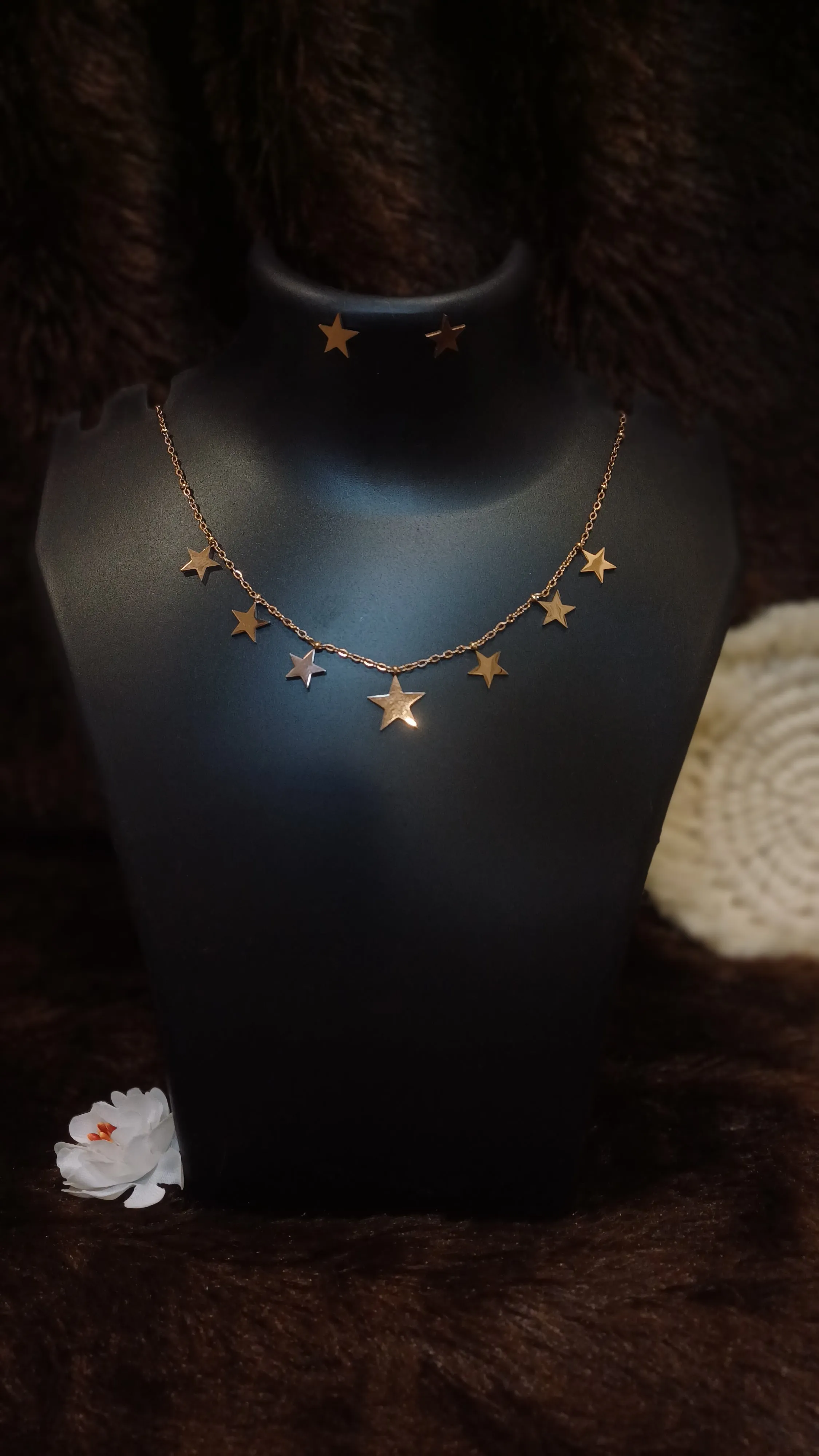 Star wars chain with solid hangings with matching earrings_ anti tarnish