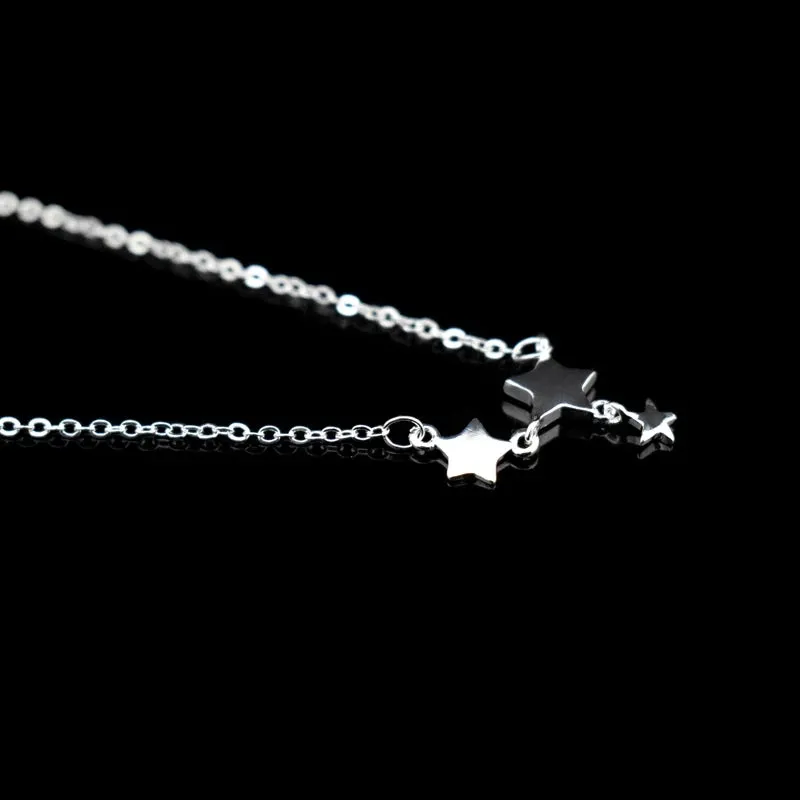 Sterling Silver Delicate Star Charms Anklet