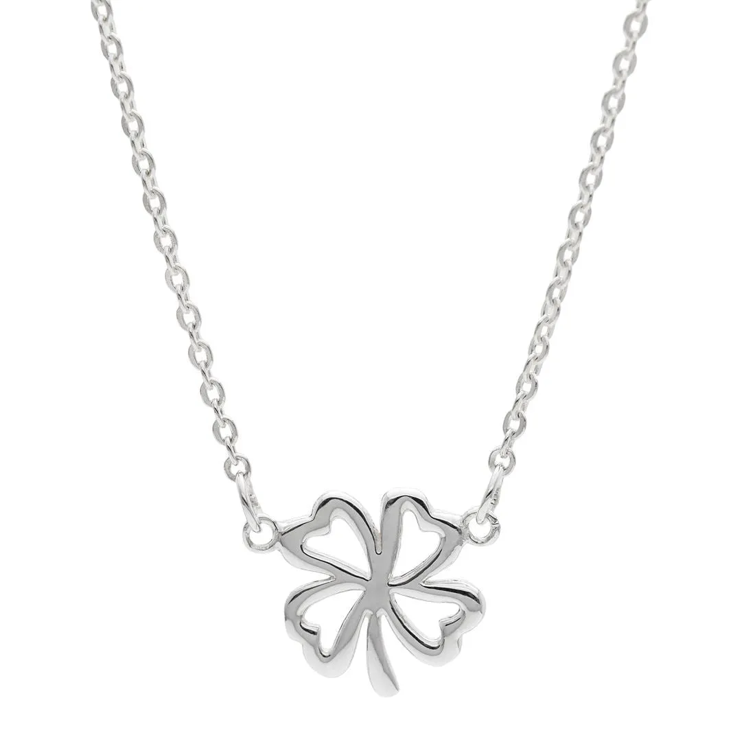 Sterling Silver Lucky Four Leaf Clover Charm Pendant Chain Necklace