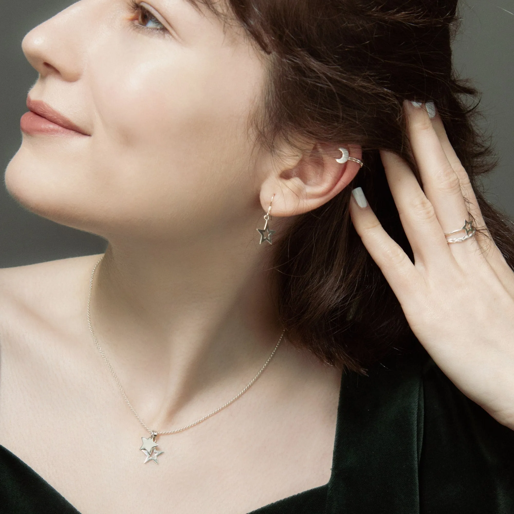 Sterling Silver Smooth Star Pendant Necklace - Celestial Design