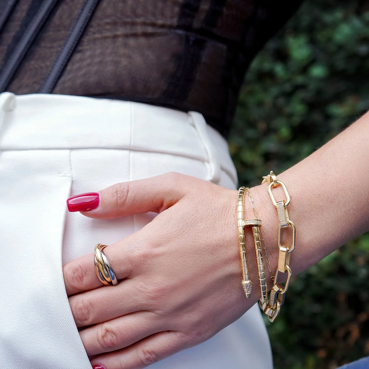Stone-Embellished Nail Bangle