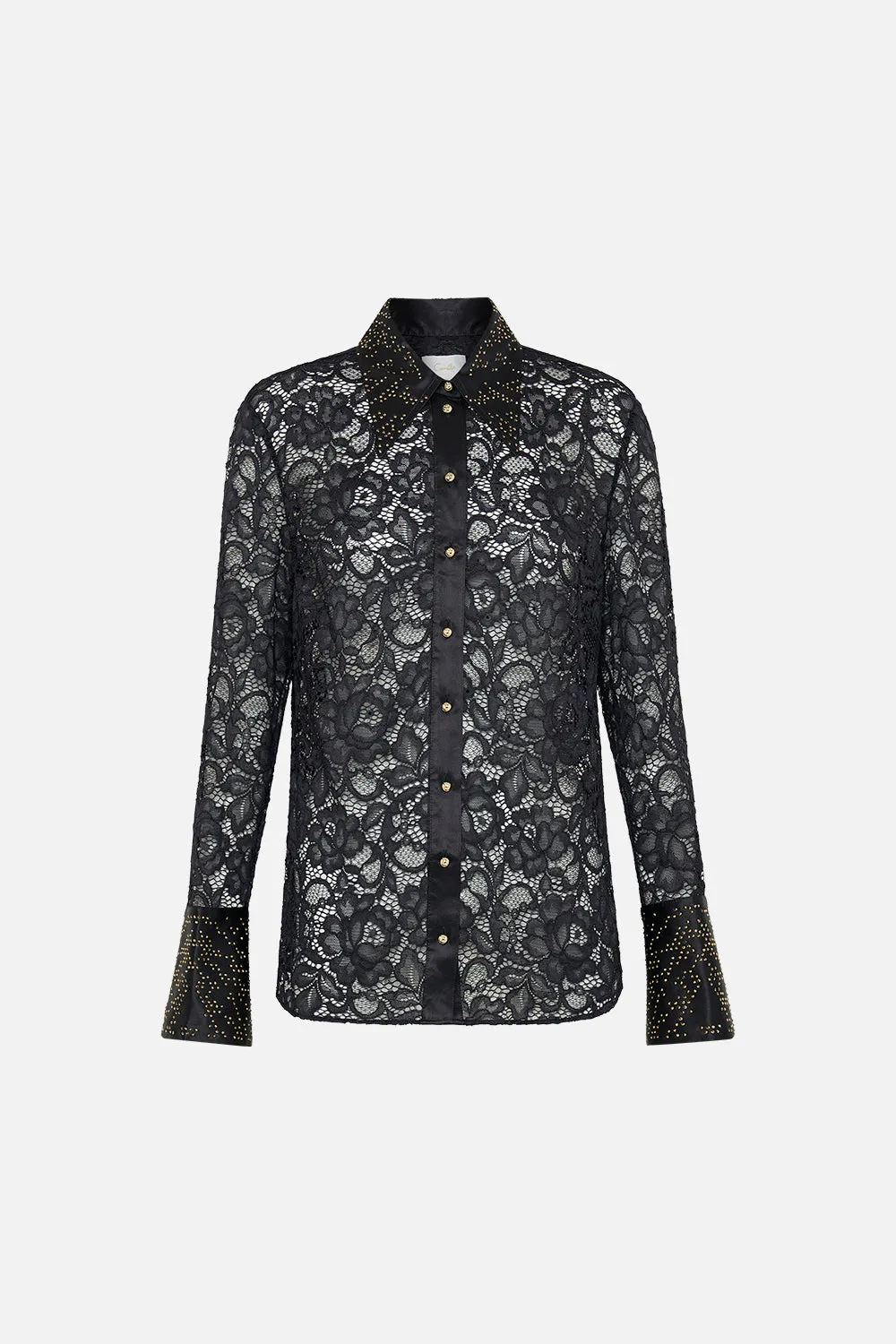 STRETCH LACE FITTED SHIRT NOUVEAU NOIR