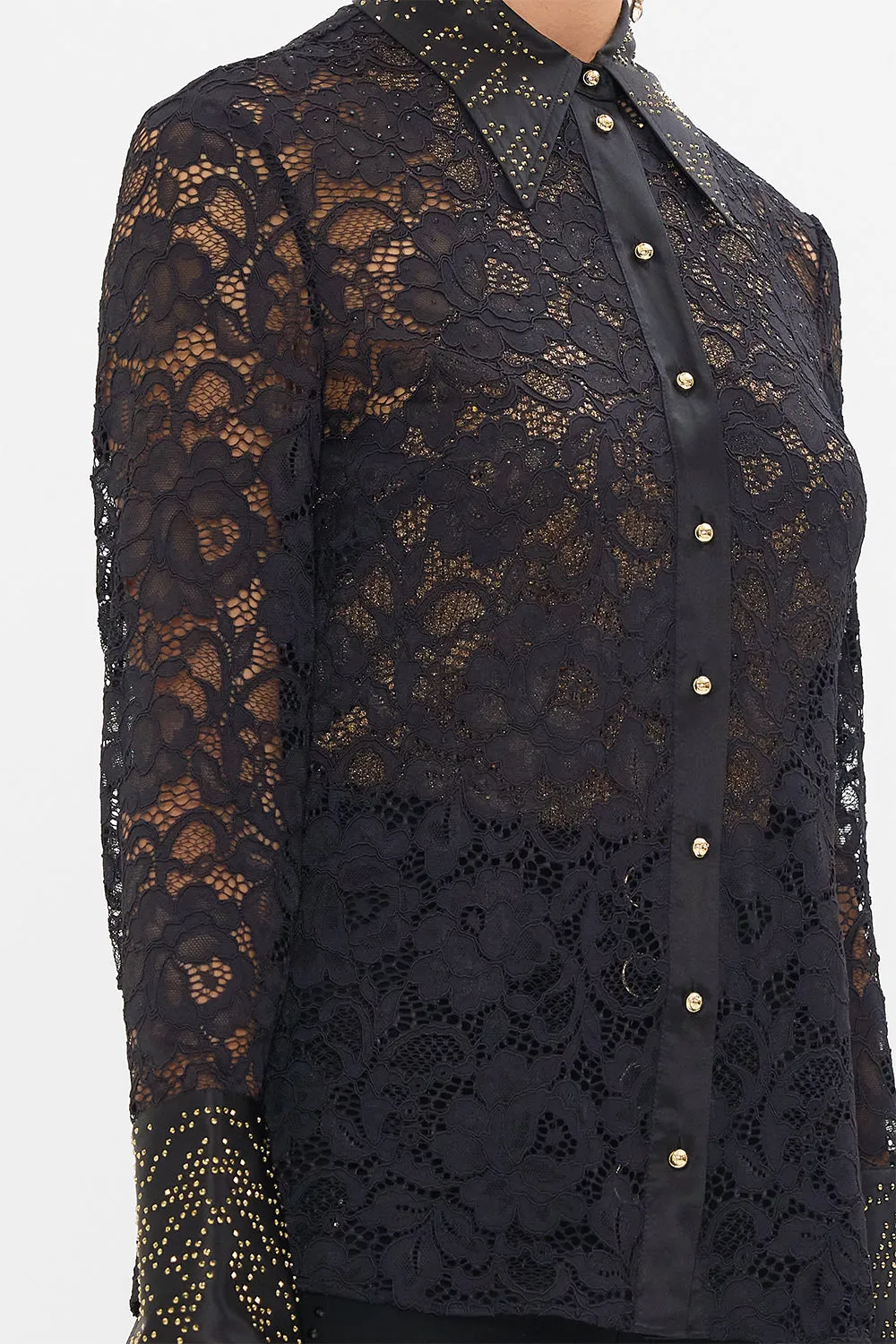 STRETCH LACE FITTED SHIRT NOUVEAU NOIR