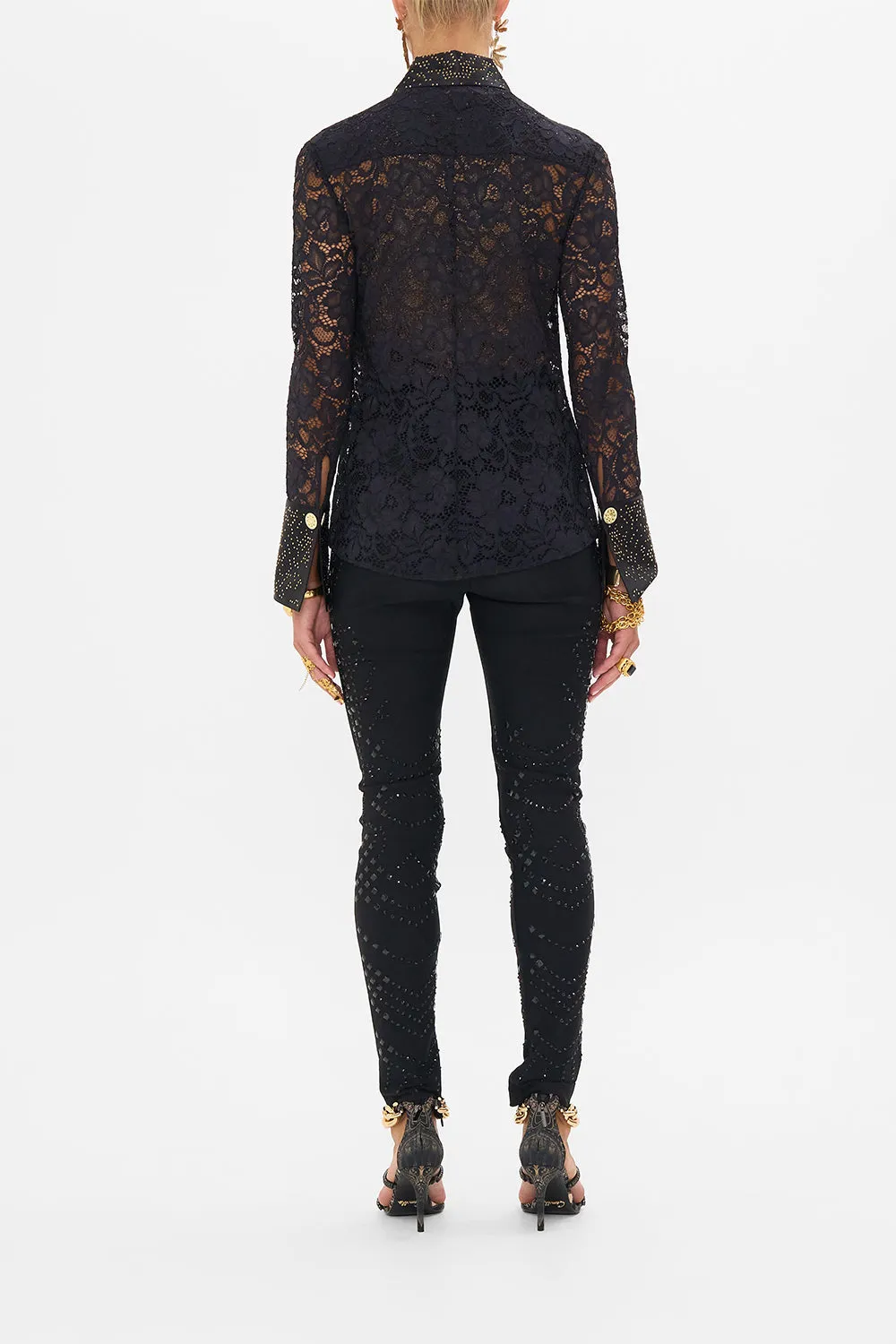STRETCH LACE FITTED SHIRT NOUVEAU NOIR