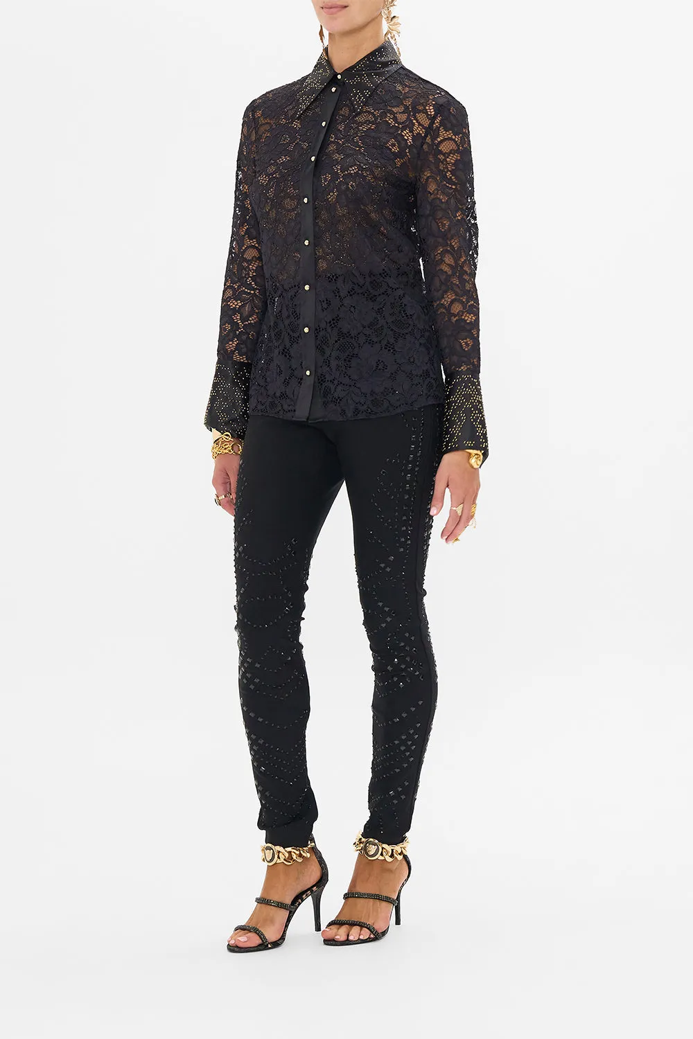 STRETCH LACE FITTED SHIRT NOUVEAU NOIR