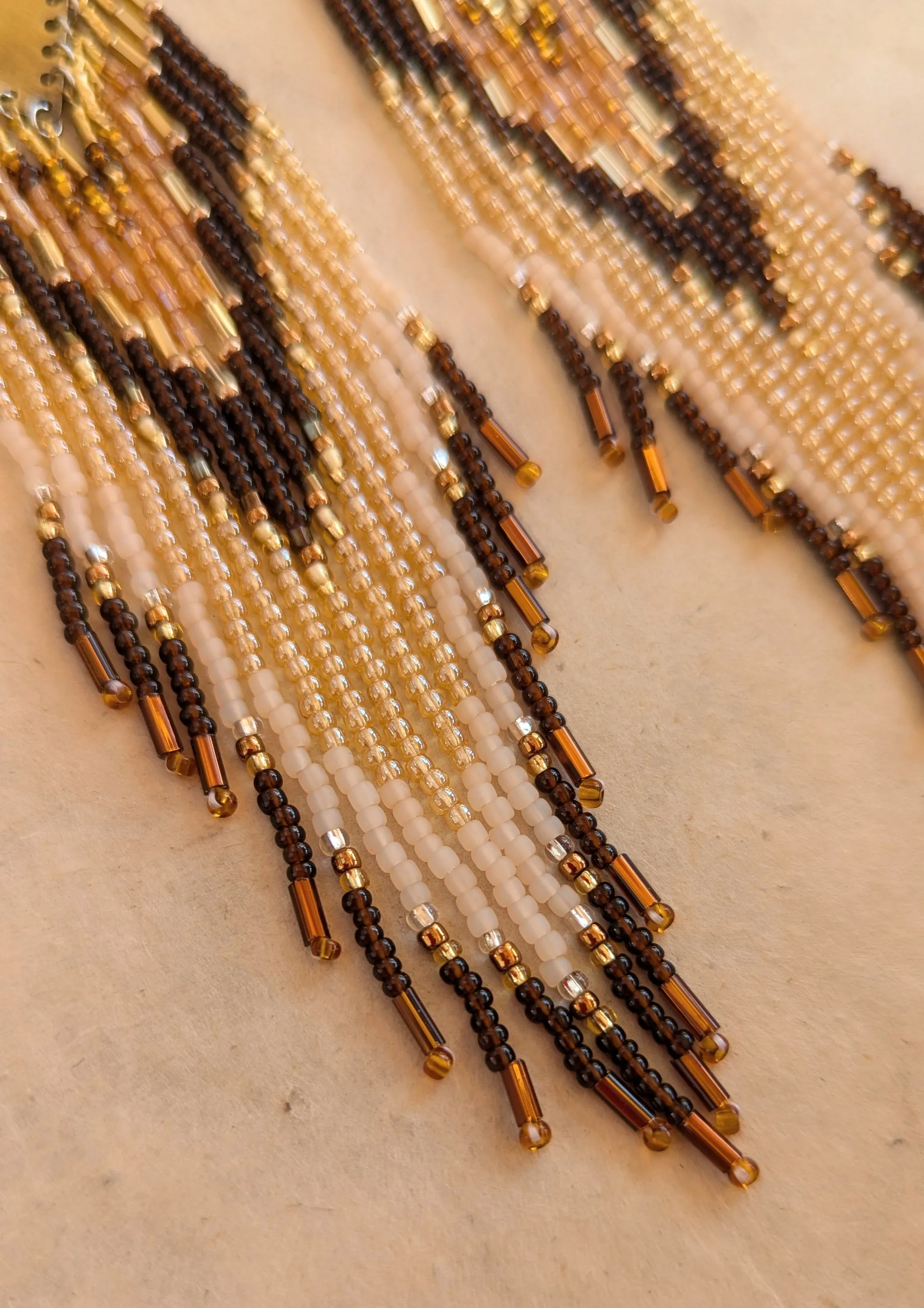 Tara Golden Brown Beaded Earrings