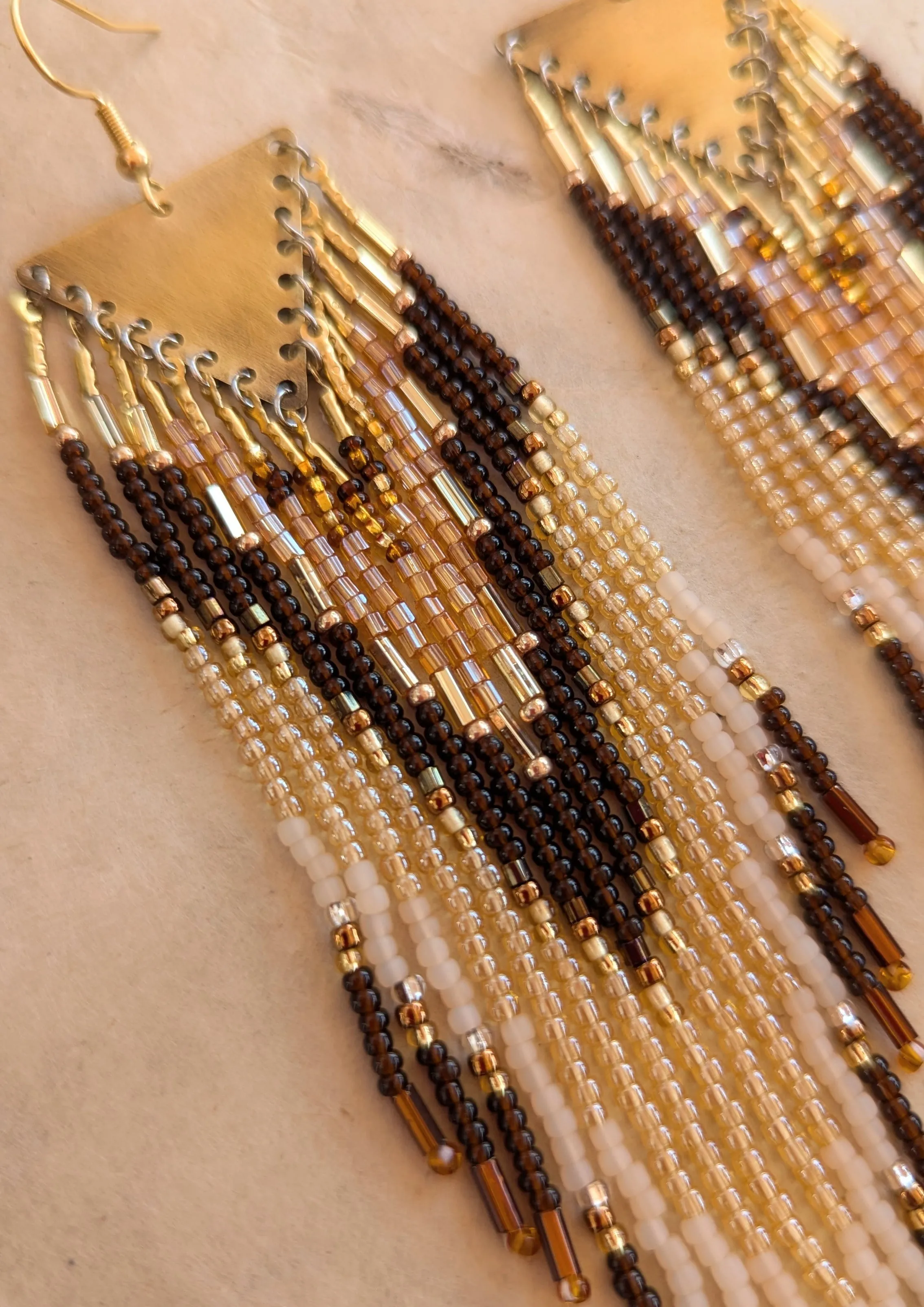 Tara Golden Brown Beaded Earrings