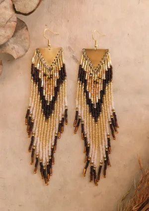 Tara Golden Brown Beaded Earrings