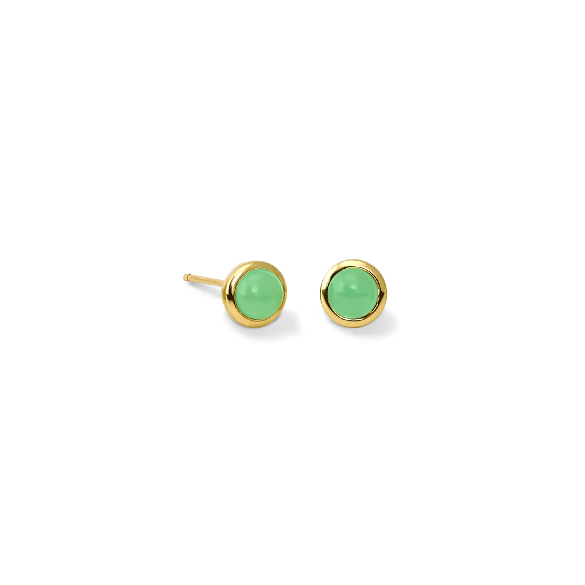 Theresa Stud Earrings Yellow Gold - Chrysoprase