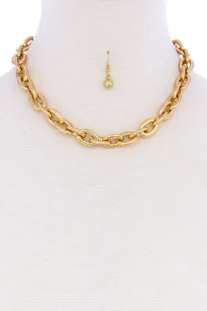 Thick Chain Stylish Necklace And Earring Set