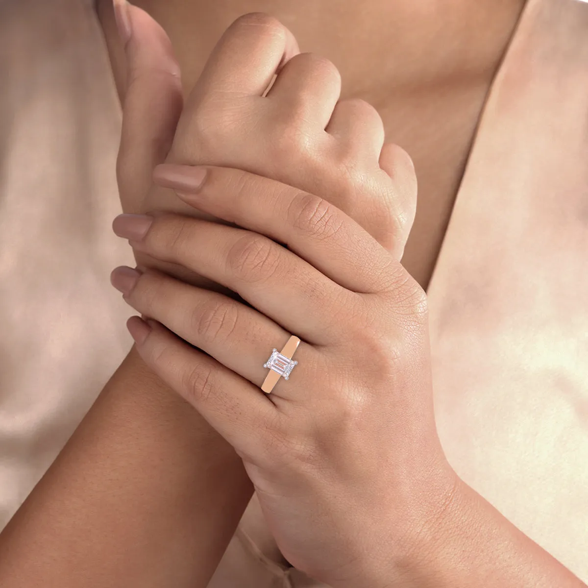 Timeless Four Prong Emerald Diamond Ring