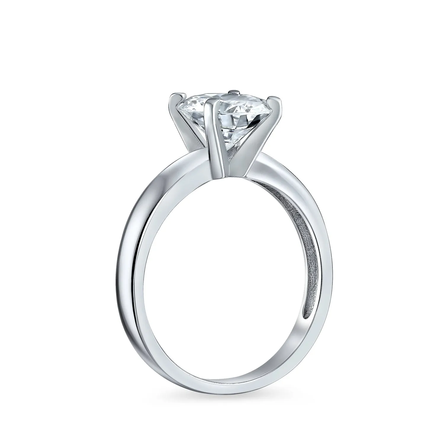 Timeless Promise 3CT CZ Round Solitaire Engagement Ring Thin Band Sterling Silver