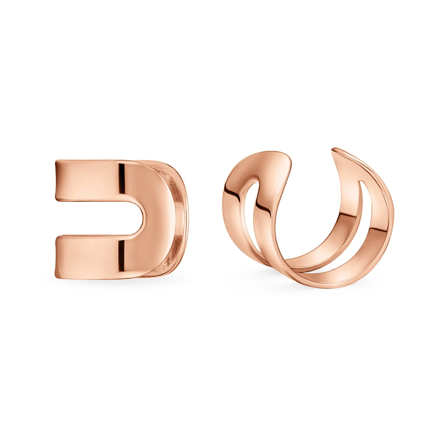 Tiny Geometric Helix Wrap Ear Cuff Cartilage Earrings for Men Rose Gold Plated