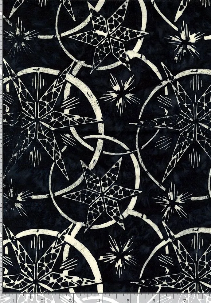 Tonga Traditions Batik TONGA-B8788 JET Sonic Stars and Rings - Fat Quarter
