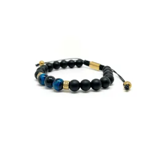 Triple Blue Tiger eye Signed Gold Spacers