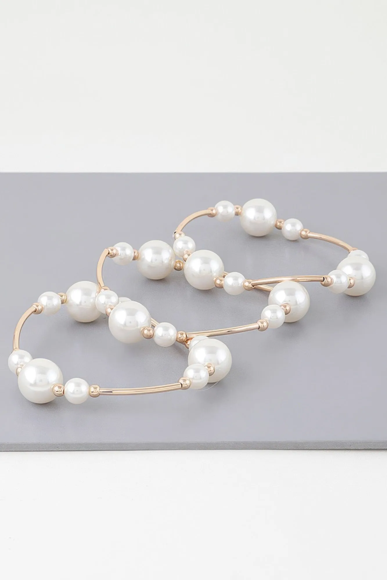 Triple Multi Pearl Wire Bracelet