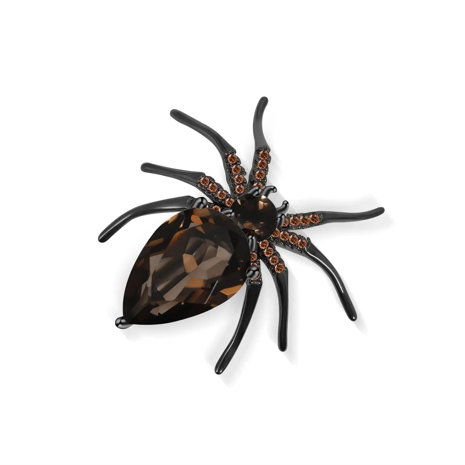 Unique Design Cute Animal Spider Brooch 925 Sterling Silver Natural Amethyst Gemstone Brooches For Women Jewelry