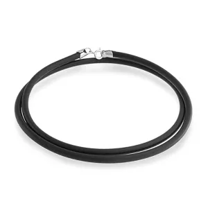 Unisex Black Rubber Cord Necklace with Silver Clasp - Multiple Lengths Available