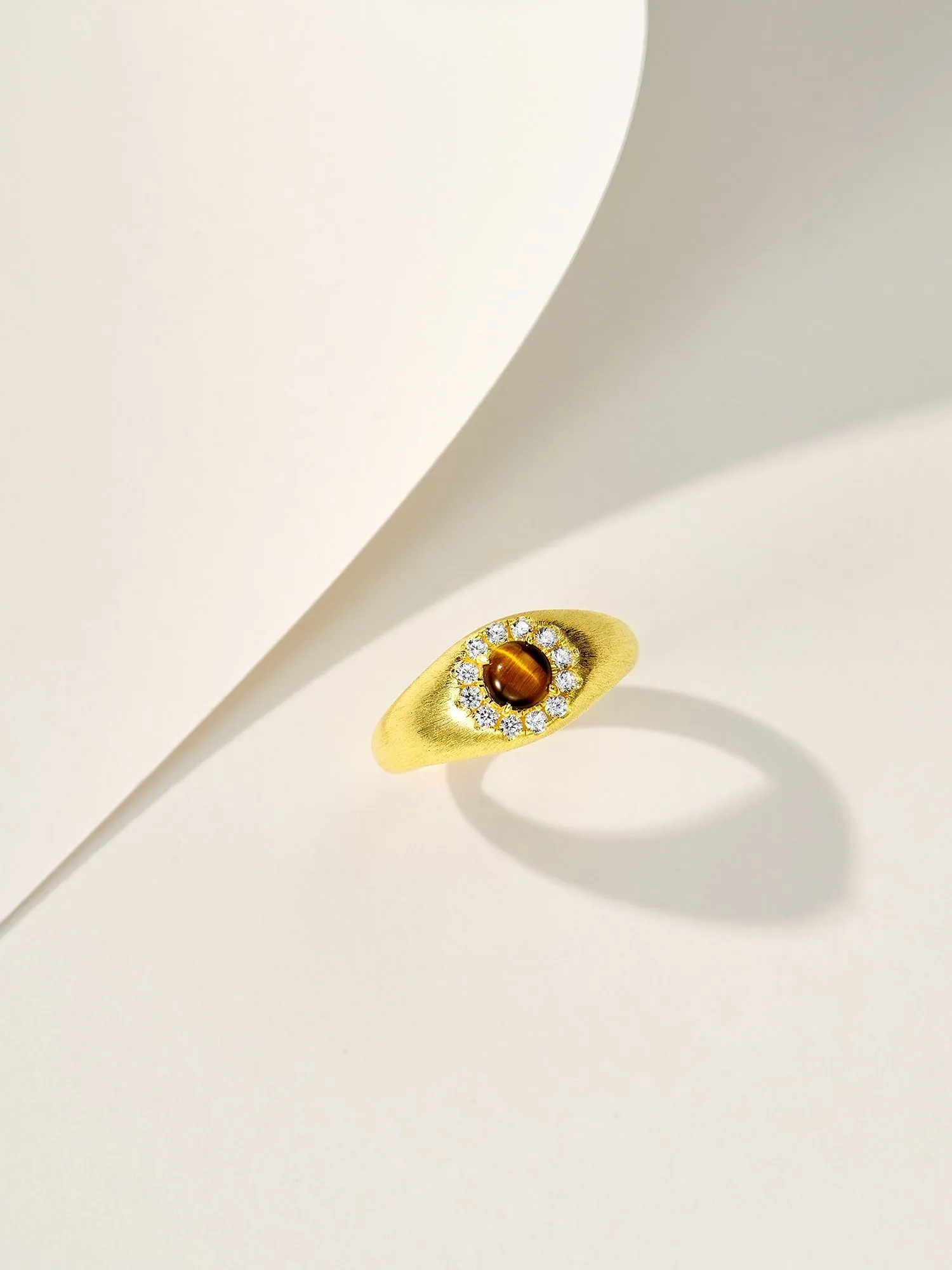 Vintage Brushed Tiger's Eye Midi Ring