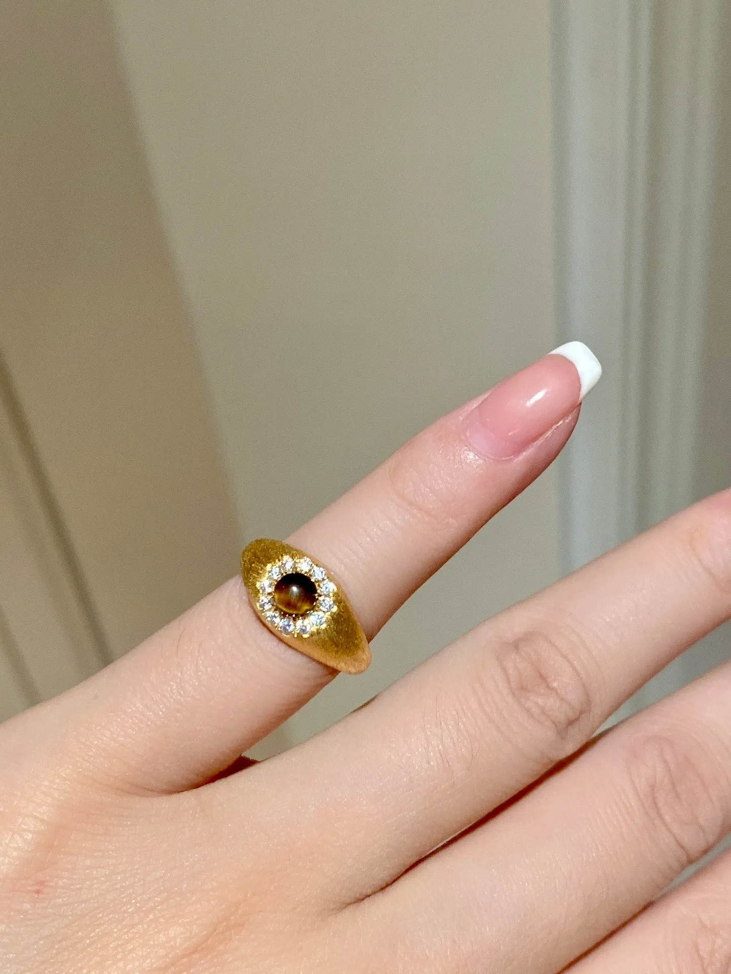 Vintage Brushed Tiger's Eye Midi Ring