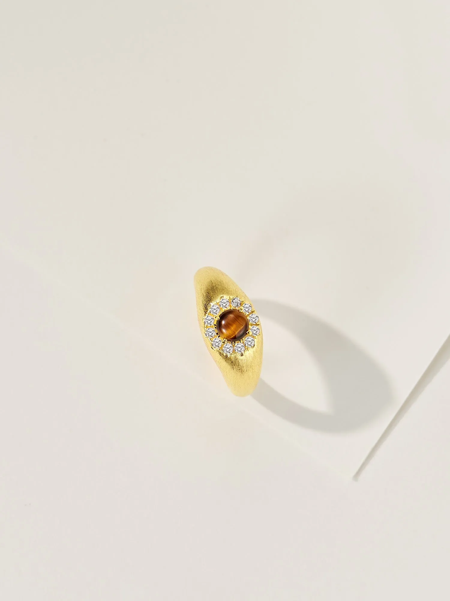 Vintage Brushed Tiger's Eye Midi Ring