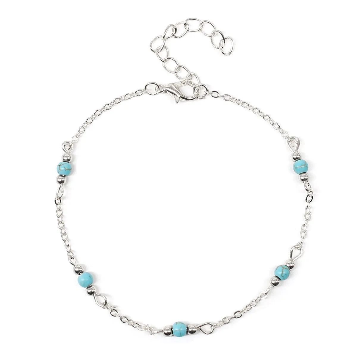 Vintage Handmade Beaded Women's Simple Turquoise Anklet