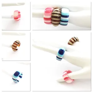 Vintage plastic pop art colorful finger rings