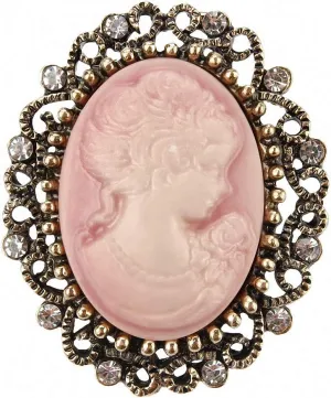 Vintage Queen Cameo Crystal Brooch Pins Women in Antique Gold Color