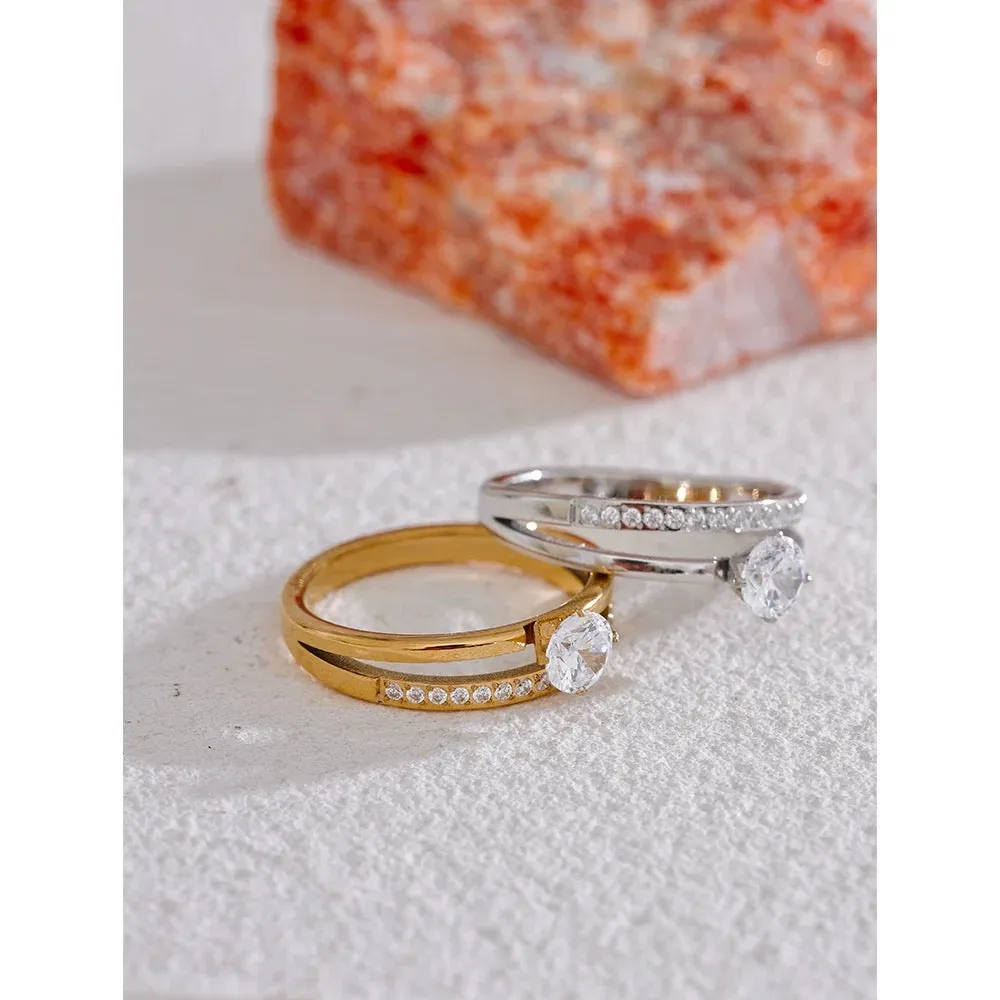 Whistledown Solitaire Ring - 18K Gold Coated