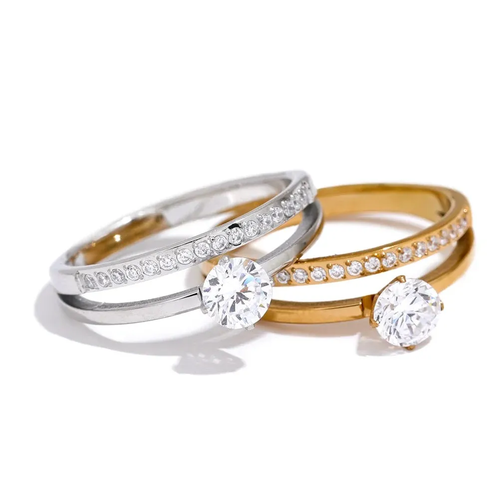 Whistledown Solitaire Ring - 18K Gold Coated