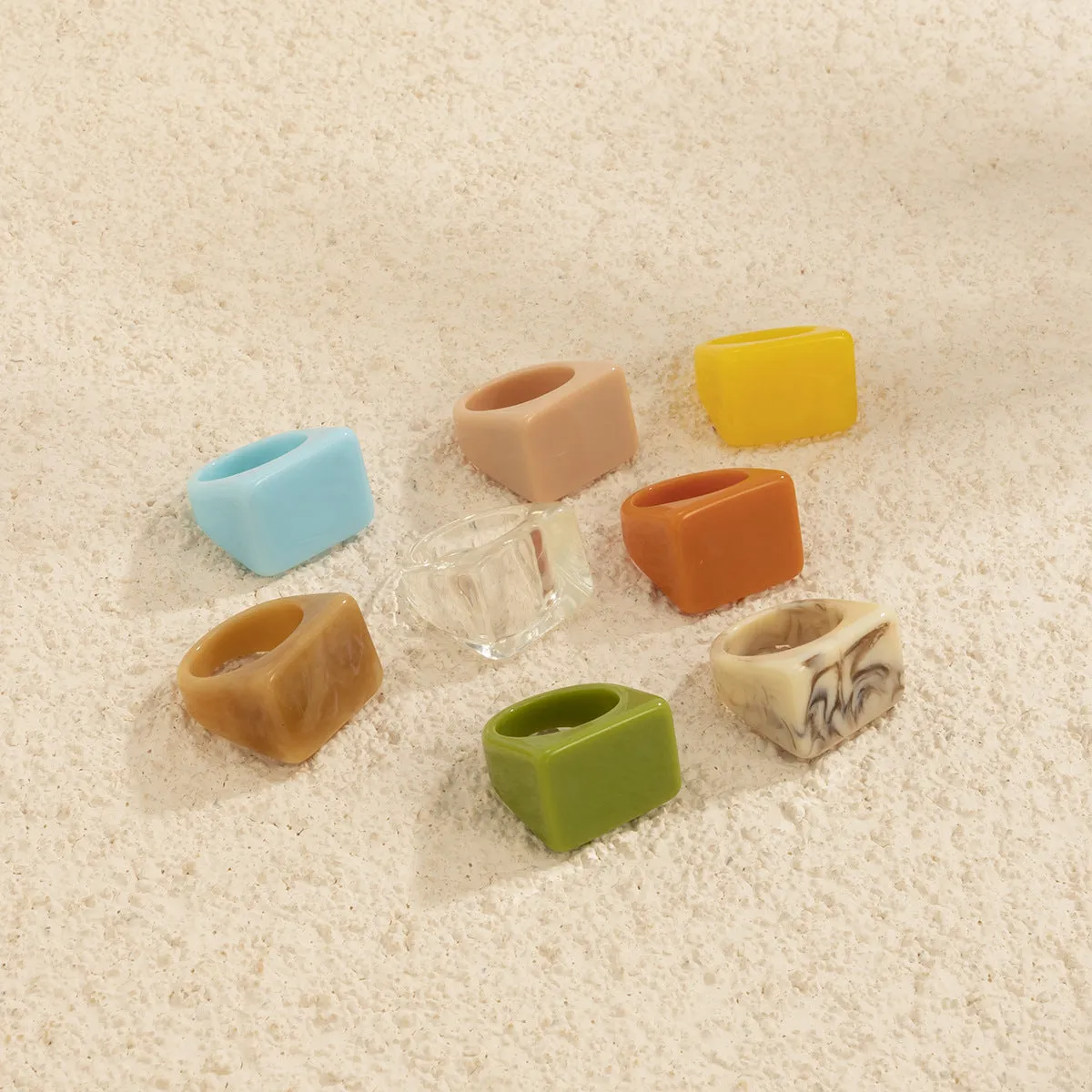 Wholesale Acrylic Geometric Colorful Square Broad Brim Ring