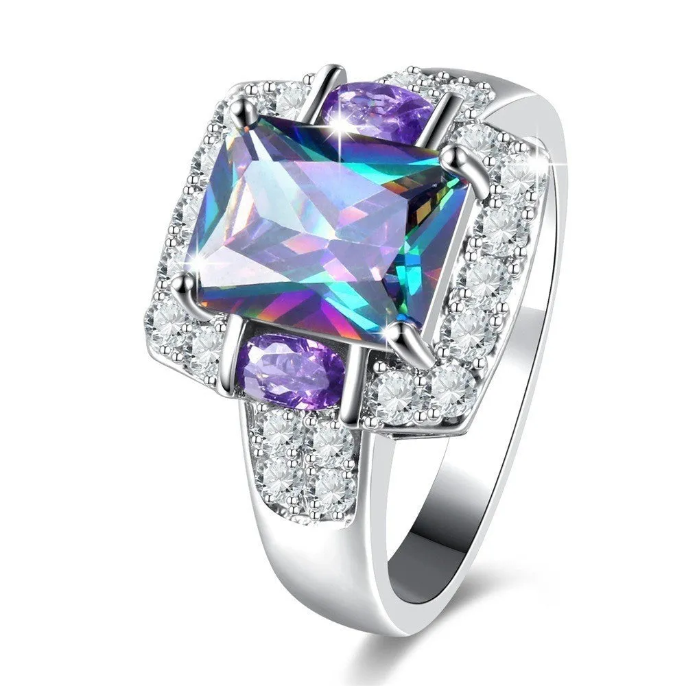 Wholesale Colorful Oval Zircon Metal Rings