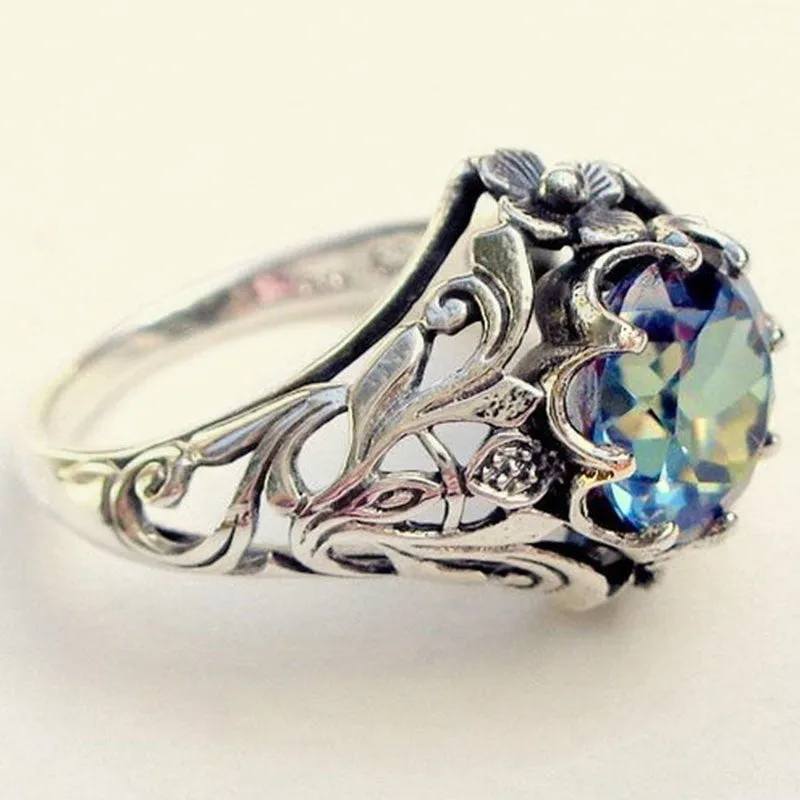 Wholesale Colorful Oval Zircon Metal Rings