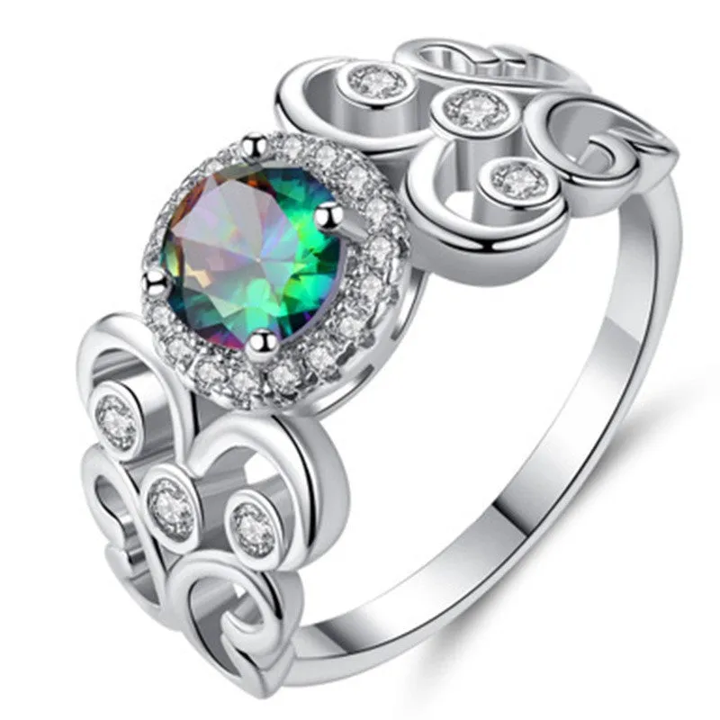Wholesale Colorful Oval Zircon Metal Rings
