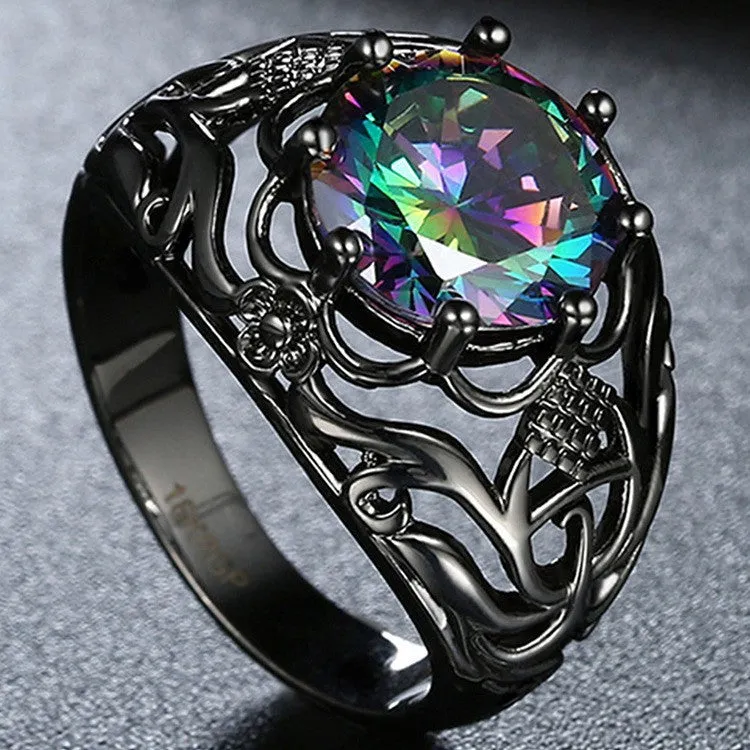 Wholesale Colorful Oval Zircon Metal Rings