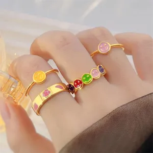 Wholesale Colorful Smiling Face Copper Rings
