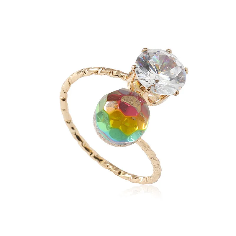 Wholesale Colorful Zircon Crystal Open Ring