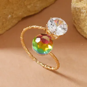 Wholesale Colorful Zircon Crystal Open Ring