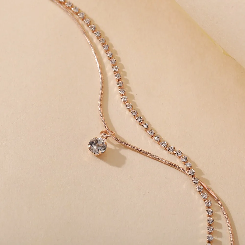 Wholesale creative simple new double-layer diamond inlaid Anklets JDC-AS-F504