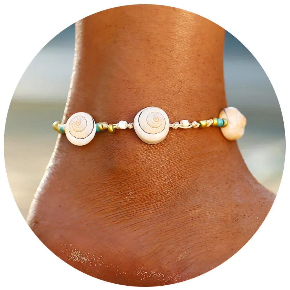 Wholesale creative simple retro three snail shell Anklets JDC-AS-F503