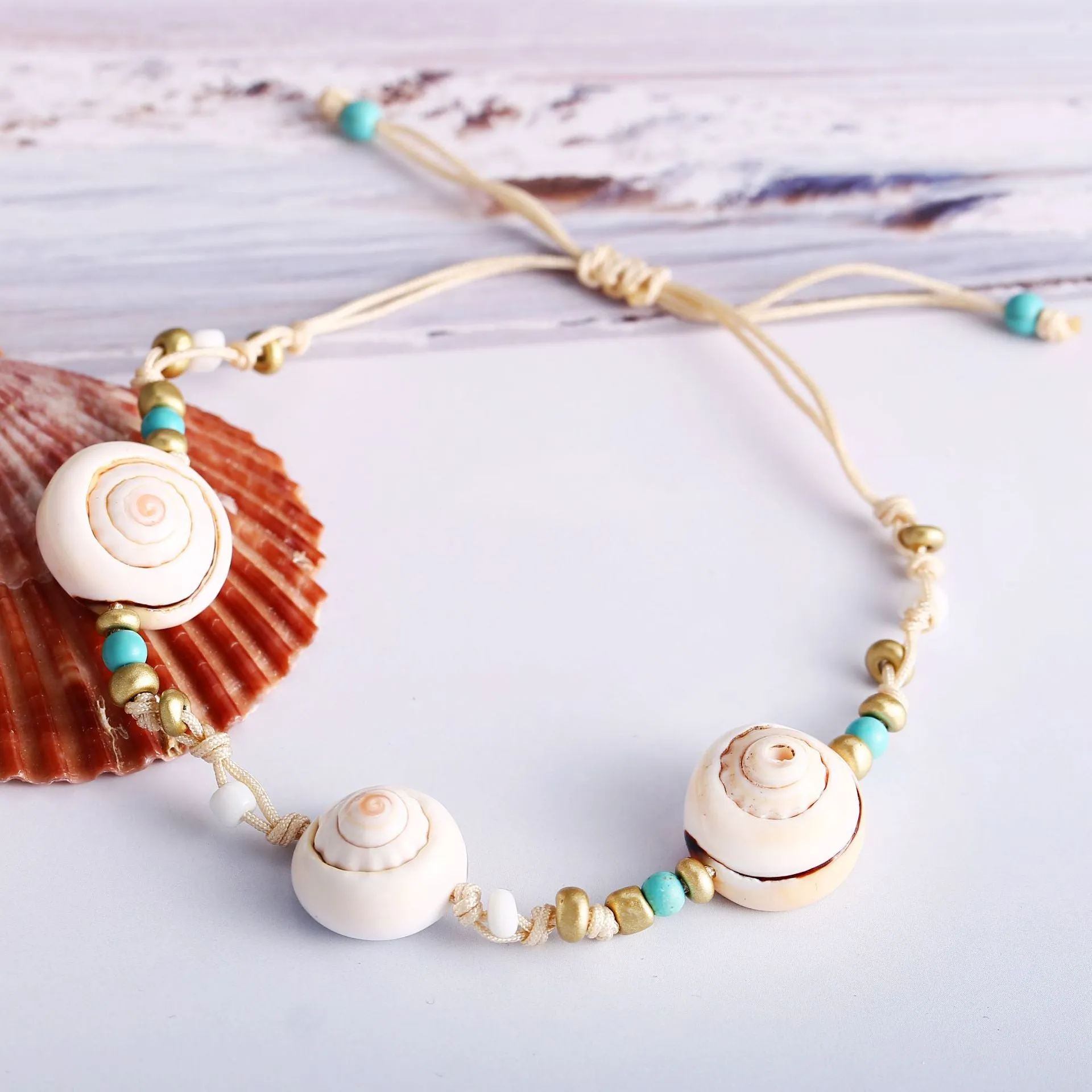 Wholesale creative simple retro three snail shell Anklets JDC-AS-F503