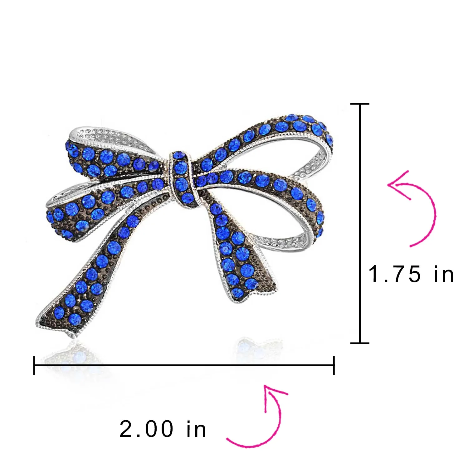 Winter Wedding White Crystal Bridal Statement Ribbon Bow Brooche Pin Silver Plated