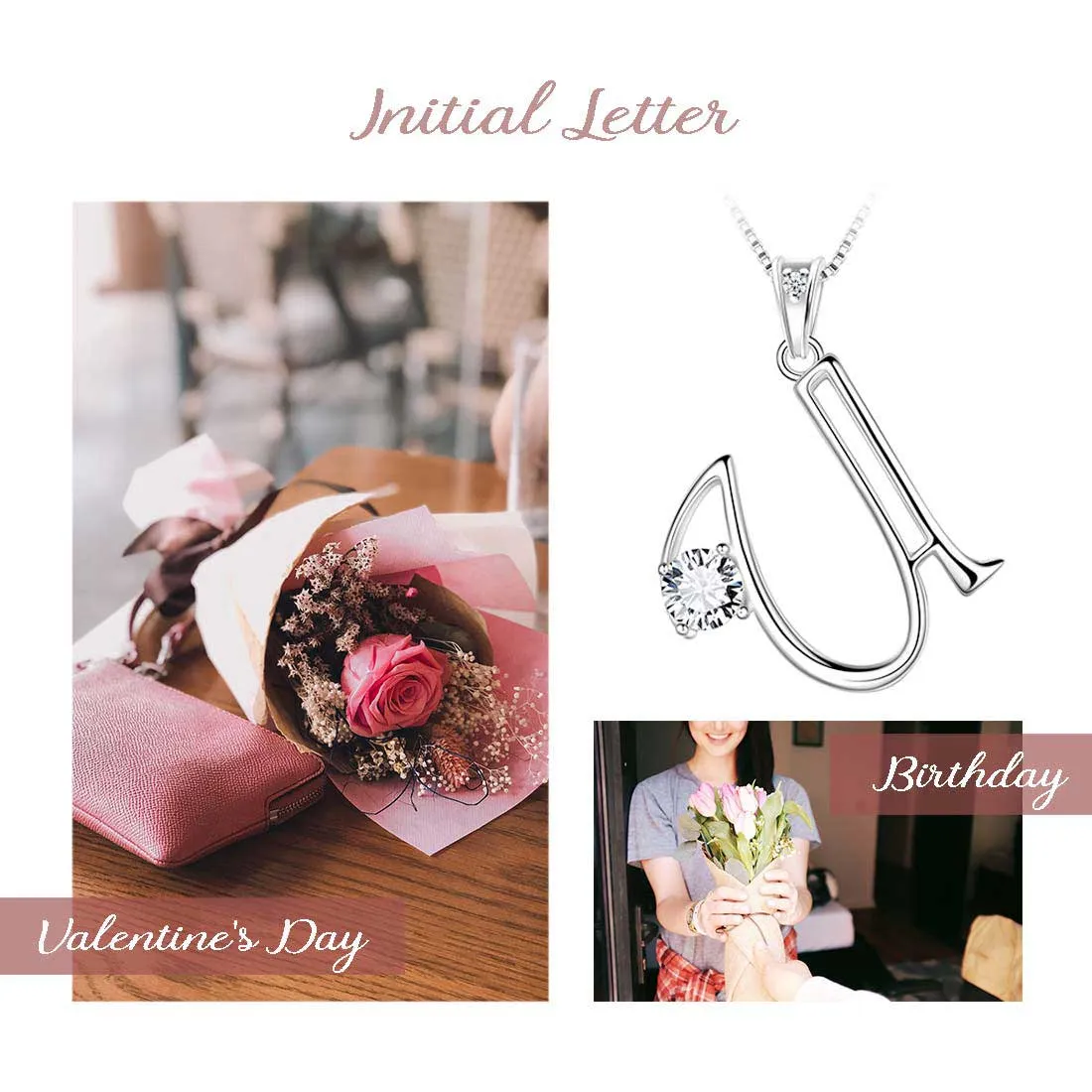Women Initial U Letter Pendant Necklace Girl Name Jewelry Gift 925 Sterling Silver