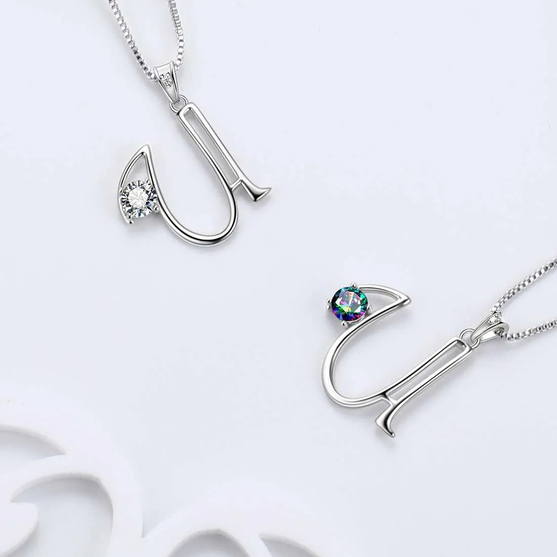 Women Initial U Letter Pendant Necklace Girl Name Jewelry Gift 925 Sterling Silver